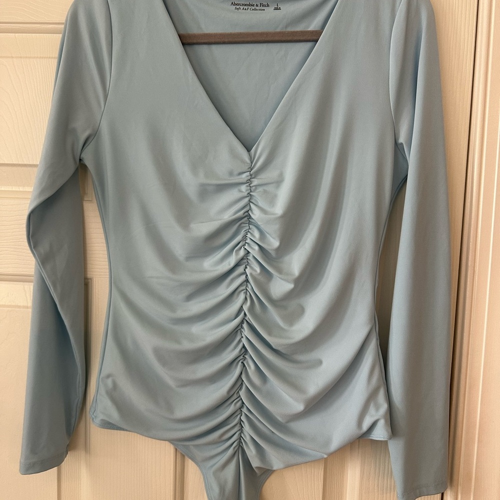 Abercrombie & Fitch Light Blue Ruched Bodysuit